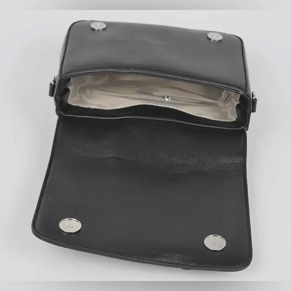 Faux Leather Studded Motto Jacket Clutch w/ Detachable Strap- Black NWT - Picture 4 of 7